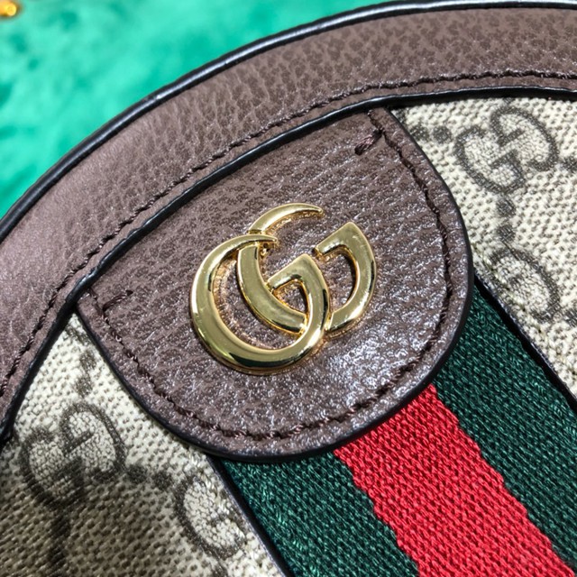 Gucci經典款女包 550618 古馳Ophidia系列 圓形迷你肩背包 古奇mini圓餅包鏈條包  gqy1947